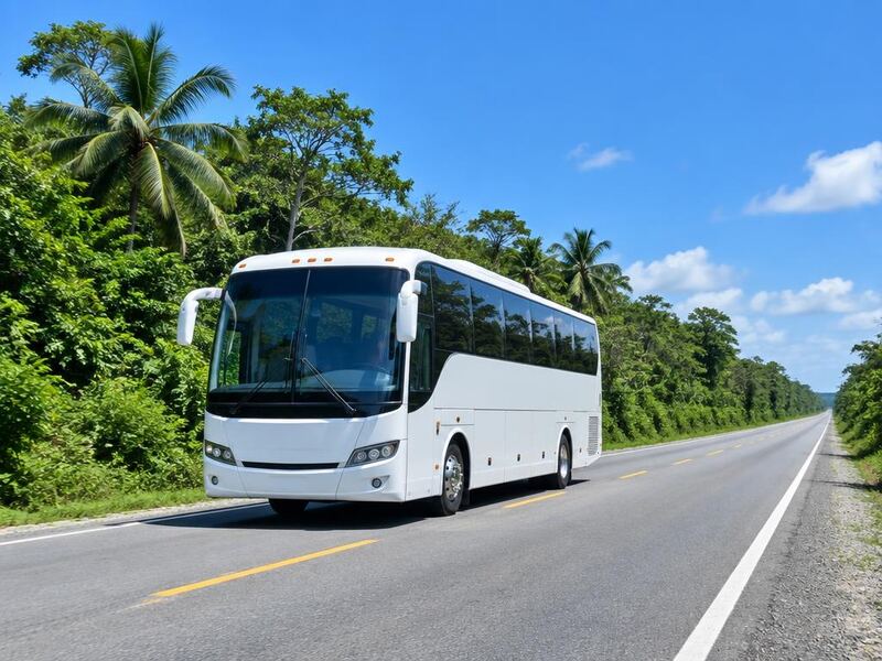 Bus travelling from Cancún to Tulum