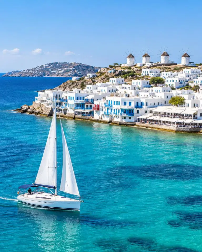 Boat and sailing travel in Mykonos, Greece