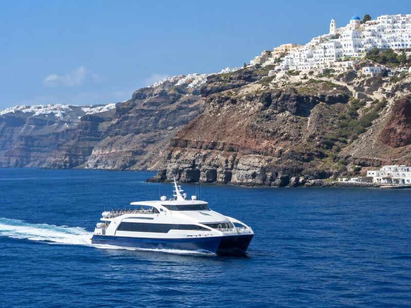 Ferry travelling from Athens to Santorini