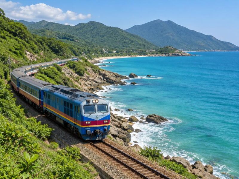 Train travelling from Hanoi to Hue