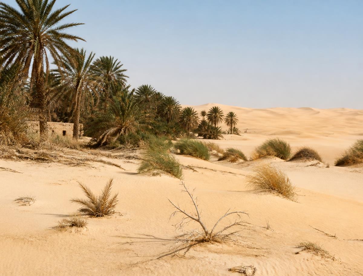 Camel ride destination near Douz, Tunisia
