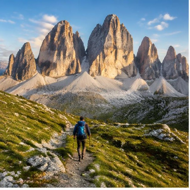 Hiking travel in Dolomites, Italy