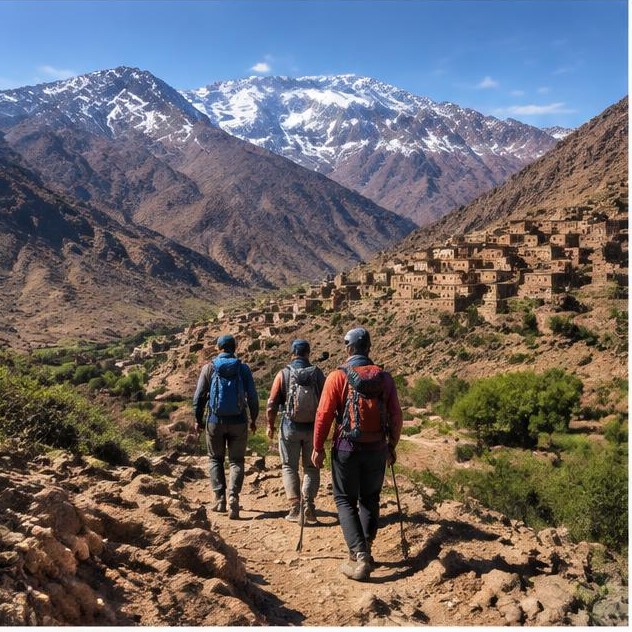 Hiking travel in Atlas Mountains, Morocco